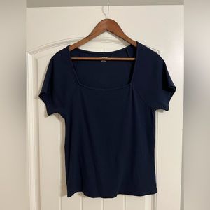 LOFT, square neck tee, ribbed, size L